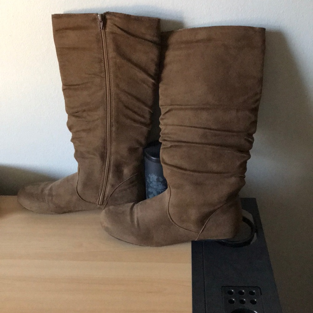 suede like tan boots